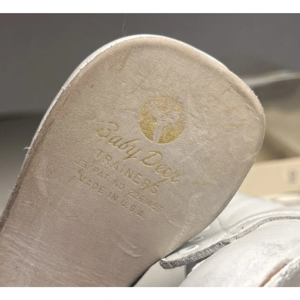 Vintage 1950's Baby Deer Trainer Shoes White Leather Original Box & Pin Bells